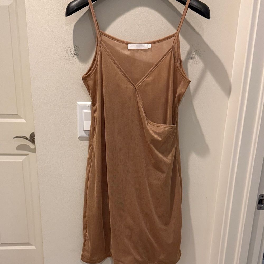 Anne Fontaine Sormiou Tan Mesh Camisole Slip Dress size 42 US 8-10